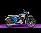 MOT 01 RK0381 01
1962 Triumph T100SS Blue Motorcycle Blue Side View On Purple Floor Gray Line Studio