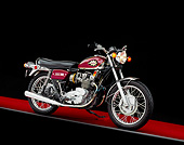 MOT 01 RK0536 12
1972 BSA Rocket Three Purple 3/4 Side View On Red Floor Gray Line Studio