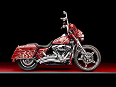 MOT 01 RK0791 01
2008 Harley-Davidson Street Glide Crimson Red With Pearl White Flames And Checkered Flags Profile View In Studio