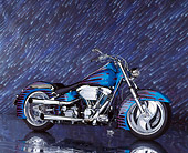 MOT 01 RK0001 09
1995 Blue Harley Side View On Mylar Floor Showering Stars Background