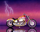 MOT 01 RK0002 06
1995 Pink And Yellow Harley Davidson Profile Mylar Floor Lightning Background