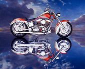MOT 01 RK0013 03
Custom Harley-Davidson Candy Red And Granite Profile On Mylar Floor Gray Clouds