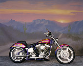 MOT 01 RK0018 01
Purple & Yellow 90's Custom Softail Bike Profile Western Sunset Background