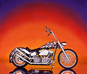 MOT 01 RK0025 03
90's Ness Softail Custom With Flames Profile Sunset Background