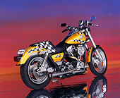 MOT 01 RK0060 03
RevTech FXLR Yellow Checkered Bike 3/4 Rear  View On Mylar Floor Studio