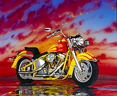 MOT 01 RK0107 07
1986 Softail Custom 3/4 Side View On Mylar Floor Sunset Background