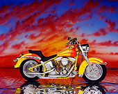 MOT 01 RK0108 14
1986 Softail Custom Profile On Mylar Floor Sunset Background