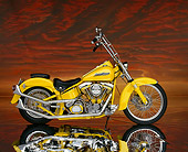 MOT 01 RK0166 08
1990 Custom Chrome Softail Yellow Profile On Mylar Floor Red Clouds Studio