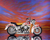 MOT 01 RK0212 04
1992 Custom Chrome Hot Rod 45th Anniversary White Red Flames Profile  Sunset Clouds Studio