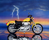 MOT 01 RK0242 11
1995 Harley-Davidson Sportster Yellow Profile View Lightning Background