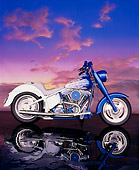 MOT 01 RK0243 05
1995 Harley-Davidson Fat Boy Blue And White Profile View Sunset Clouds