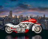 MOT 01 RK0265 07
1995 Custom Harley Davidson Red Profile City Background