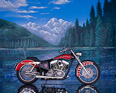 MOT 01 RK0292 03
90's Radical Custom Big Twin Softail Red Profile Mountain Lake Background