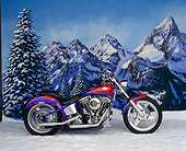 MOT 01 RK0294 03
1996 Custom Chrome Hot Bike Softail Purple Red Flames Profile Snow Mountains
