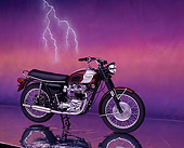 MOT 01 RK0342 05
1970 Triumph Bonneville 3/4 Side View On Mylar Floor Lightning Background