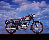 MOT 01 RK0386 02
1962 Triumph Trophy 650cc Twin Profile On Mylar Floor Red Line Cloudy Blue Sky Studio