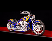 MOT 01 RK0442 09
2002 Special Construction Custom Blue With Flames 3/4 Front View Studio