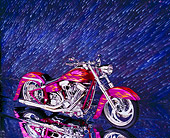 MOT 01 RK0474 03
2003 Riff Raff Custom Fuschia Orange Flames 3/4 Front View On Mylar Floor Showering Stars