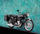 MOT 01 RK0530 03
1966 Velocette Venom Black Front 3/4 View On Mylar Floor Green Mottled Background