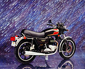 MOT 01 RK0562 04
1983 Triumph TSS Black And Red 3/4 Rear View On Mylar Floor Night Showers Studio