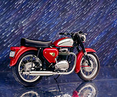 MOT 01 RK0567 03
1962 BSA Star Twin Red And Silver 3/4 Rear View On Mylar Floor Night Showers Studio
