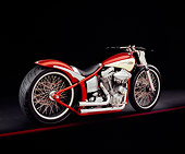 MOT 01 RK0575 04
2004 V Twin Softail Orange And Cream 3/4 Rear View On Red Line Studio