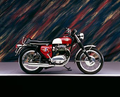 MOT 01 RK0617 04
1967 BSA, Spitfire, Maroon Motorcycle Profile View On Gray Floor Colorful Background Studio
