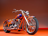 MOT 01 RK0638 01
2006 Special Construction Prostreet Orange Purple Flames Low 3/4 Front View On Orange Floor Studio