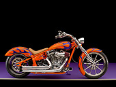 MOT 01 RK0639 01
2006 Special Construction Prostreet Orange Purple Flames Profile View On Purple Floor Studio