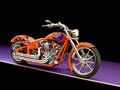 MOT 01 RK0640 01
2006 Special Construction Prostreet Orange Purple Flames 3/4 Side View On Purple Floor Studio