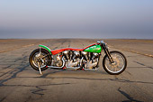 MOT 01 RK0687 01
1947 Harley Davidson Dual Knuckle Head Green And Red Profile View On Pavement