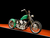 MOT 01 RK0731 01
2005 Kraus CFL Custom Green Motorcycle 3/4 Front View  Studio