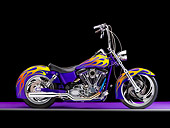 MOT 01 RK0744 01
River Rat Customs 1995 Dyna Wide Glide Purple With Flames Profile View Studio