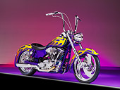 MOT 01 RK0745 01
River Rat Customs 1995 Dyna Wide Glide Purple With Flames 3/4 Front View Studio