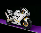 MOT 02 RK0121 03
2003 Kawasaki Ninja ZX-6R 636 Silver 3/4 Side View On Purple Floor Gray Line Studio