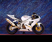MOT 02 RK0123 04
2003 Kawasaki Ninja ZX-6R 636 Silver Side View On Red And Gray Lines Showering Stars Background Studio
