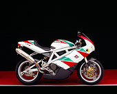 MOT 02 RK0162 04
1999 Bimota DB4 Red Green And White Profile View On Red Floor Gray Line Studio