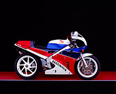 MOT 02 RK0216 01
1990 Honda RC30 Red White And Blue Side View On Red Floor Gray Line Studio
