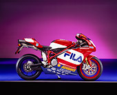 MOT 02 RK0238 03
2004 Ducati 999R FILA Red And White Profile View On Purple Floor And Shading Gray Line Studio