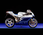 MOT 02 RK0252 02
2005 Agusta MV F4-1000 Blue And Silver Profile View On Blue Floor Studio