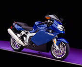 MOT 02 RK0265 05
2005 BMW K1200S Blue 3/4 Side View On Purple Floor Studio