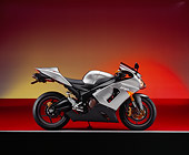 MOT 02 RK0280 05
2005 Kawasaki ZX6R Ninja Titanium Profile View On Red Floor Gray Line Studio