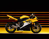 MOT 02 RK0289 03
2006 Yamaha YZF 600 R6 Yellow Profile View On Yellow Floor Colorful Lines Studio