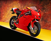 MOT 02 RK0306 07
2005 Ducati 749R Red 3/4 Front View On Yellow Floor  Studio