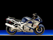 MOT 02 RK0314 01
2006 Suzuki Hayabusa GSX 1300R Blue Profile View On Blue Floor Studio