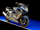 MOT 02 RK0315 01
2006 Suzuki Hayabusa GSX 1300R Blue 3/4 Front View On Blue Floor Studio