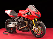 MOT 02 RK0348 02
2005 Moto Guzzi MGS-01 Corsa Red 3/4 Side View On Red Floor Studio