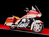 MOT 03 RK0004 02
2007 Harley-Davidson FLTR Roadglide Custom Touring Motorcycle Red 3/4 Front View Studio