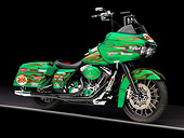 MOT 03 RK0009 01
2004 Harley-Davidson Green Custom Touring Motorcycle 3/4 Front View Studio