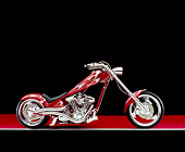 MOT 04 RK0081 04
2003 Iron Horse Texas Chopper Red With Flames Side View On Red Floor Gray Line Studio